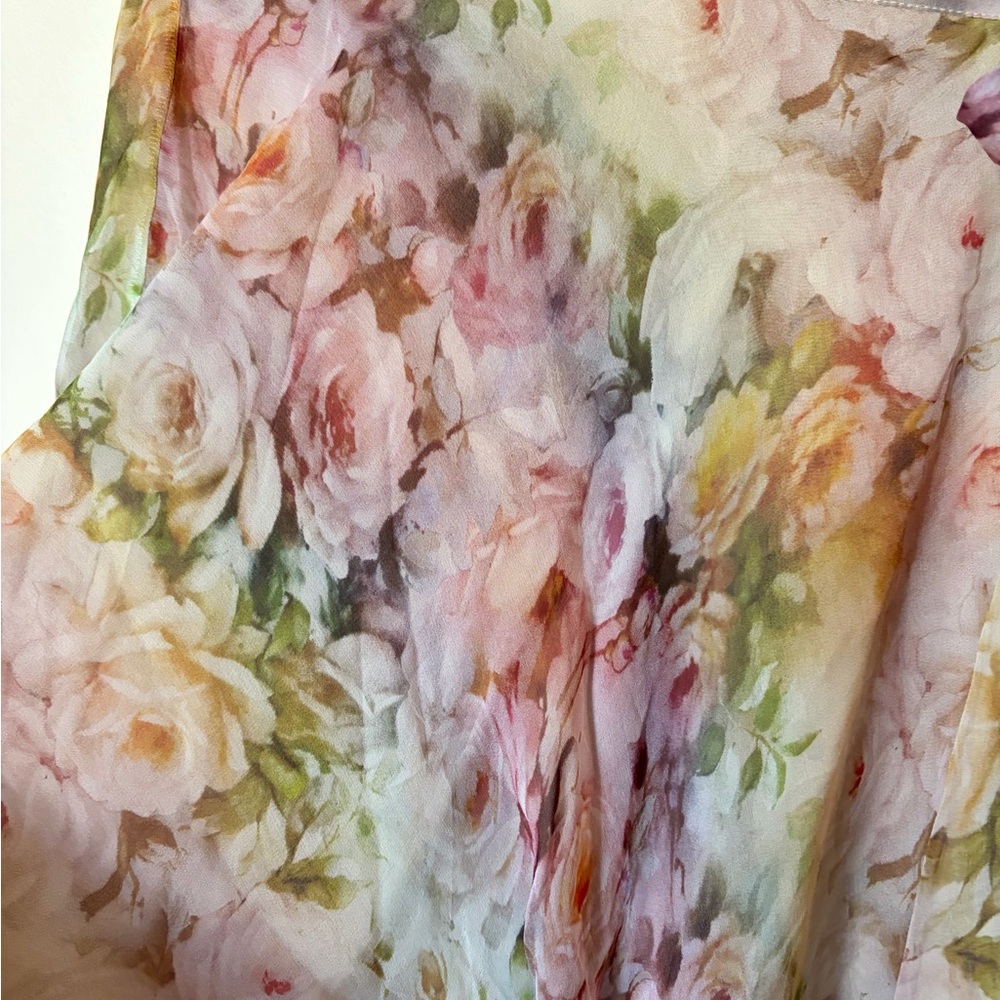 Valentino vintage flowy watercolor Floral Silk Skirt soft luxury romantic garden - Picture 9 of 16